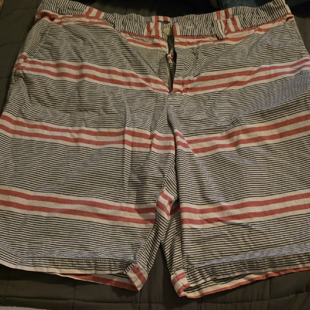 Old Navy Men's Striped Flat Front Shorts - Pink and Black